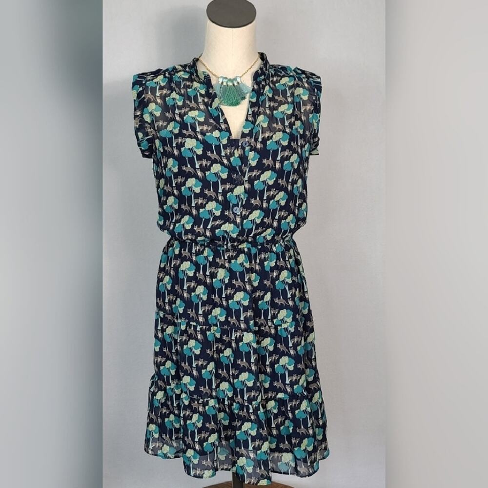 Gap Sheer Overlay Fox Dress SZ XS
